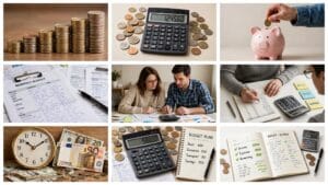 how to budget for beginners with notebook, calculator and monthly budget plan