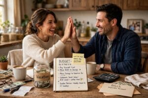 how to budget for beginners with notebook, calculator and monthly budget plan