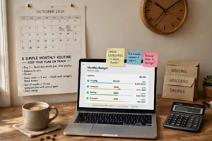 zero-based budgeting worksheet with income, expenses and every dollar assigned