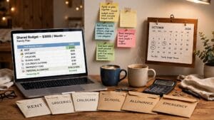budget on $3,000 a month example with monthly bills, groceries and savings