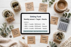 how much to put in a sinking fund with monthly savings amounts by category